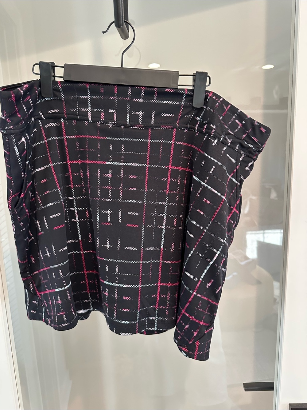 Black Plaid Skirt with Pink & White Grid